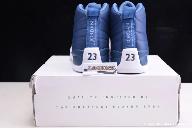 Official Maikesneakers Stone 12 Blue Air Retro Jordan 130690-404 0811